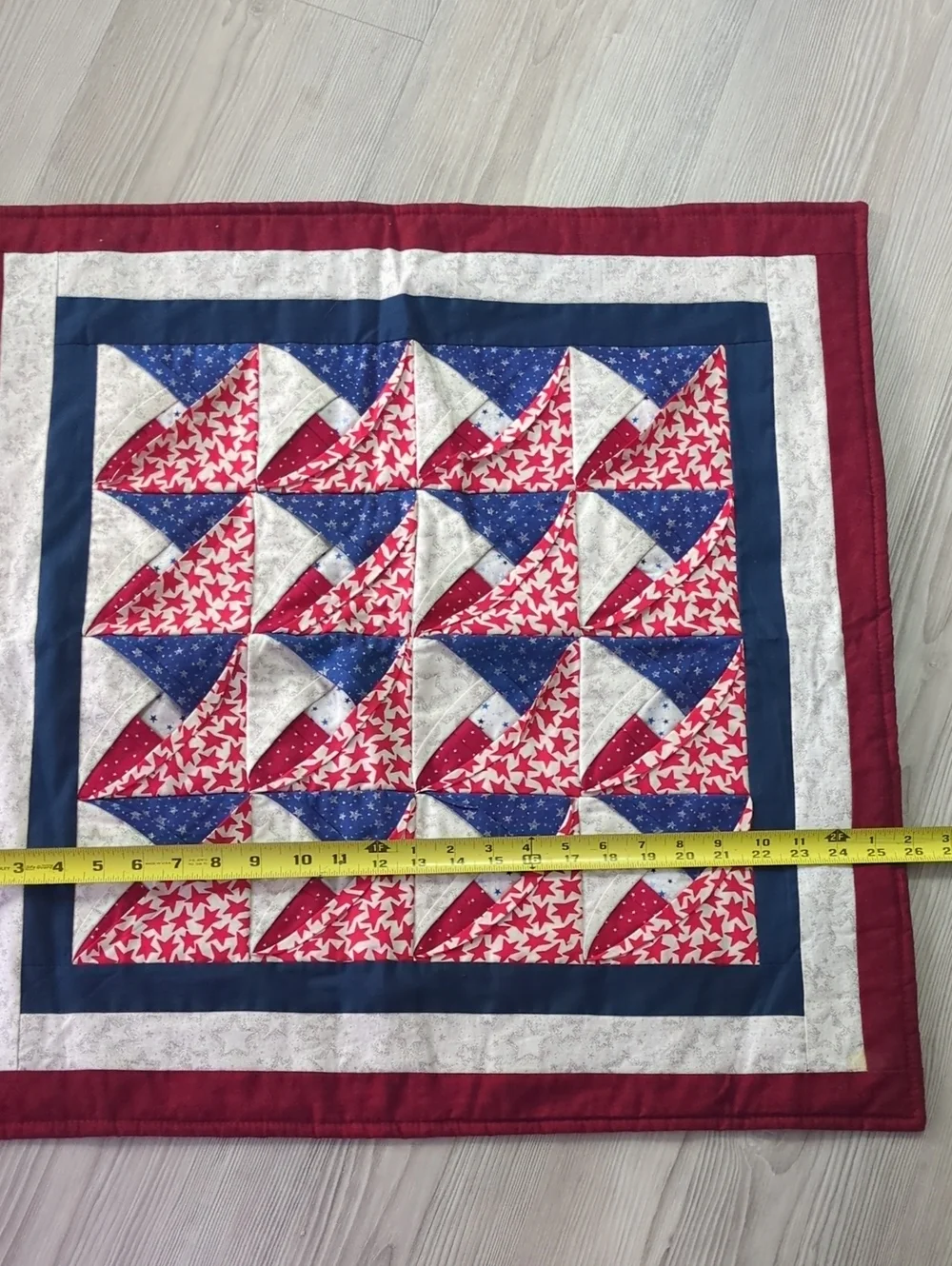 Handmade Patriotic Cathedral Window Quilt Wall Hanging 3D Americana Decor